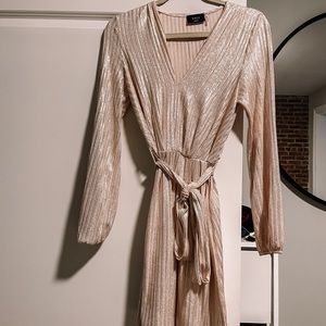 Sequin Wrap Dress - Gold